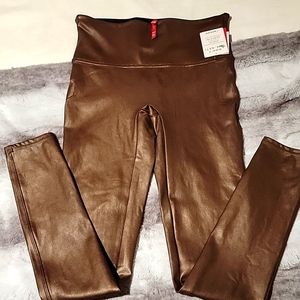 SPANX brownish/gold faux leather leggings. Not sure what to call the material.